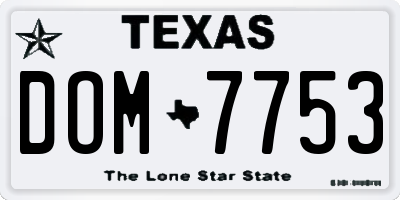 TX license plate DOM7753