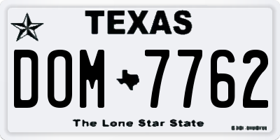 TX license plate DOM7762