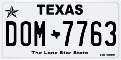 TX license plate DOM7763