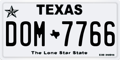 TX license plate DOM7766