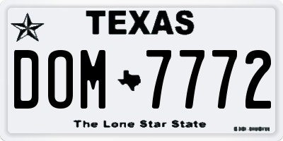 TX license plate DOM7772