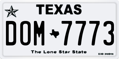 TX license plate DOM7773