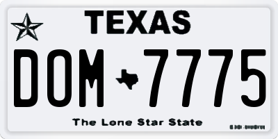 TX license plate DOM7775