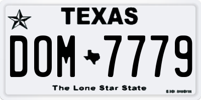 TX license plate DOM7779
