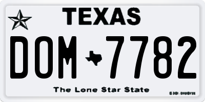 TX license plate DOM7782