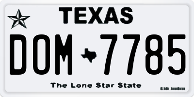 TX license plate DOM7785