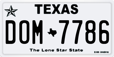 TX license plate DOM7786