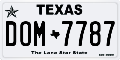 TX license plate DOM7787