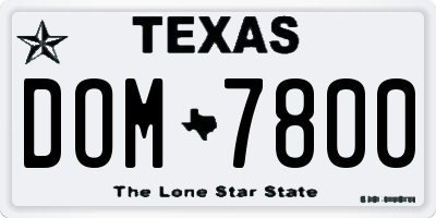 TX license plate DOM7800