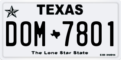 TX license plate DOM7801