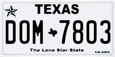 TX license plate DOM7803