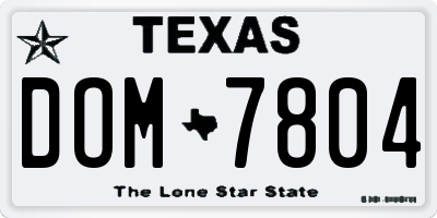 TX license plate DOM7804