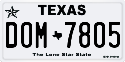 TX license plate DOM7805