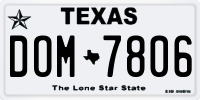 TX license plate DOM7806