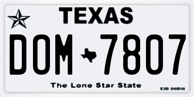 TX license plate DOM7807