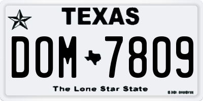 TX license plate DOM7809