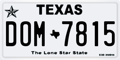 TX license plate DOM7815