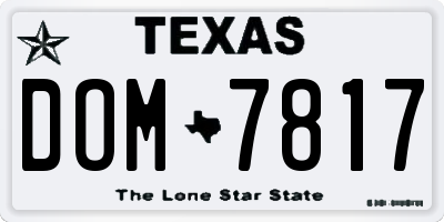TX license plate DOM7817