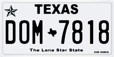 TX license plate DOM7818