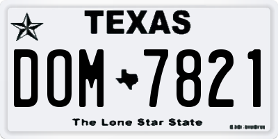 TX license plate DOM7821