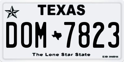 TX license plate DOM7823