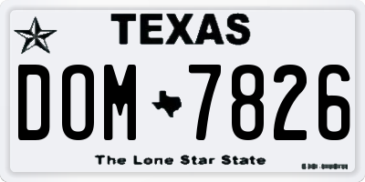 TX license plate DOM7826