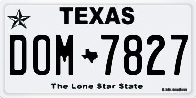 TX license plate DOM7827