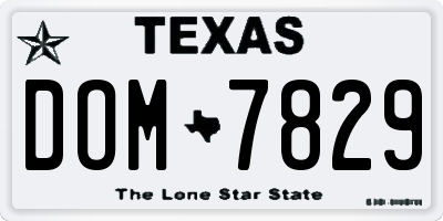 TX license plate DOM7829