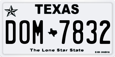 TX license plate DOM7832
