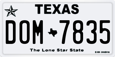 TX license plate DOM7835