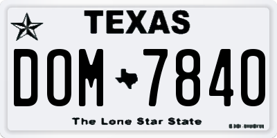 TX license plate DOM7840
