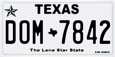 TX license plate DOM7842