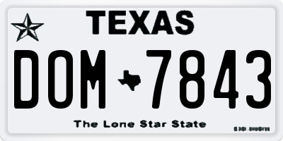 TX license plate DOM7843