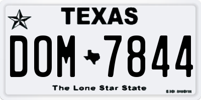 TX license plate DOM7844