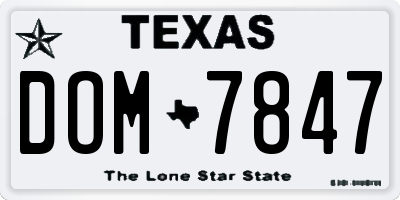 TX license plate DOM7847