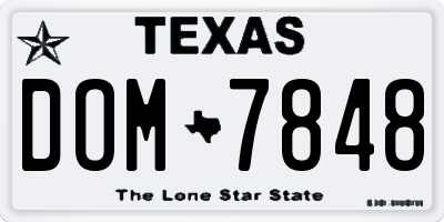 TX license plate DOM7848