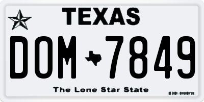 TX license plate DOM7849
