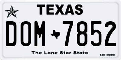 TX license plate DOM7852