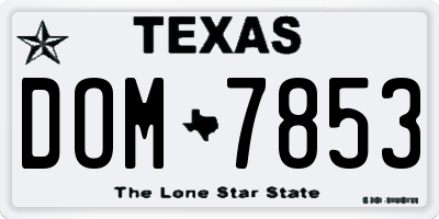 TX license plate DOM7853