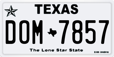 TX license plate DOM7857