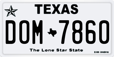 TX license plate DOM7860