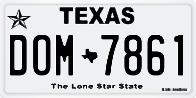 TX license plate DOM7861