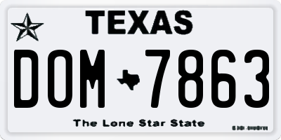 TX license plate DOM7863