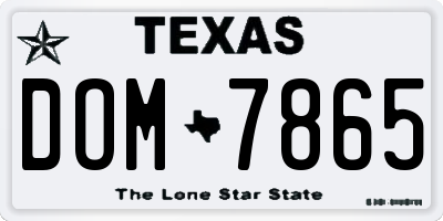 TX license plate DOM7865
