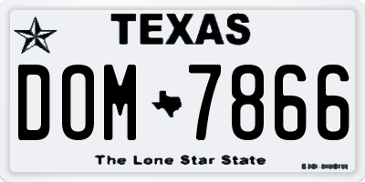 TX license plate DOM7866