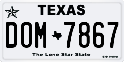 TX license plate DOM7867