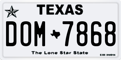 TX license plate DOM7868