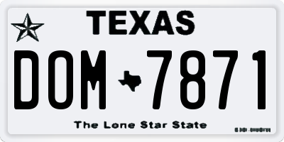 TX license plate DOM7871