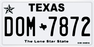 TX license plate DOM7872