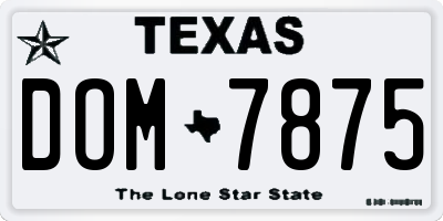 TX license plate DOM7875
